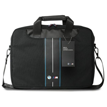 BMW Nylon Blue Stripe - Bolsa para portátil 16" (Negro)
