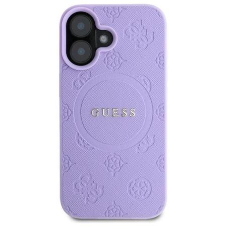 Guess Saffiano Peony Classic Logo MagSafe - étui pour iPhone 16 (violet)