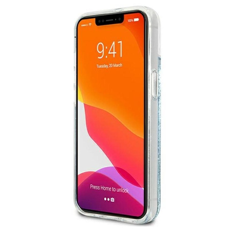 Guess Liquid Glitter 4G Big Logo - pouzdro pro iPhone 13 mini (modré)
