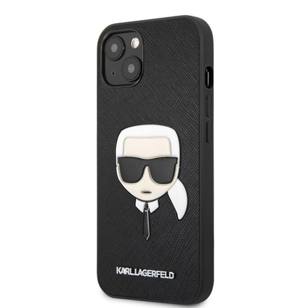 Karl Lagerfeld Saffiano Ikonik Karl`s Head - pouzdro na iPhone 13 Mini (černé)