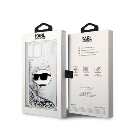 Karl Lagerfeld Liquid Glitter NFT Choupette Head - Hülle für iPhone 14 Plus (Silber)