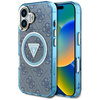 Guess IML Metal Glitter 4G Circle Triangle MagSafe - Etui do iPhone 16 (niebieski)