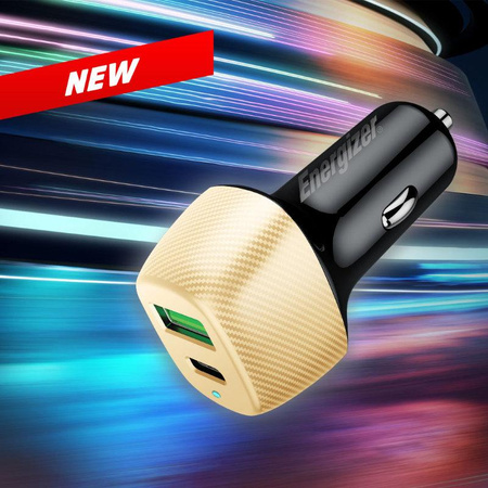 Energizer Ultimate - Chargeur de voiture USB-C & USB-A 38W PD + QC3.0 (Or / Noir)