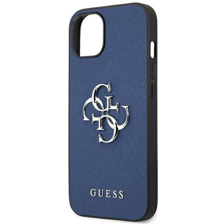Guess Saffiano 4G Big Silver Logo - iPhone 13 mini Tasche (blau)