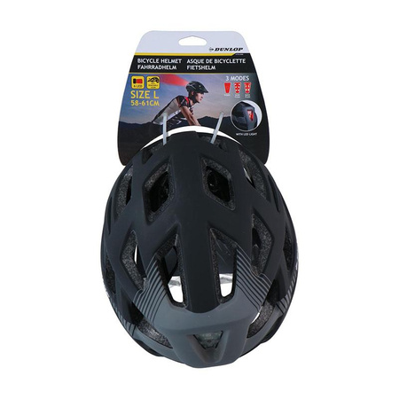 Dunlop - Kask rowerowy MTB 6xLED r. L (Czarno-szary)