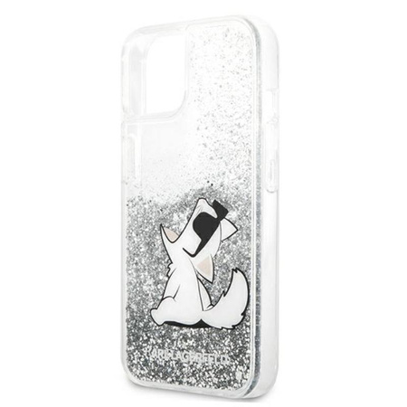 Karl Lagerfeld Liquid Glitter Choupette Fun - Etui iPhone 13 (srebrny)