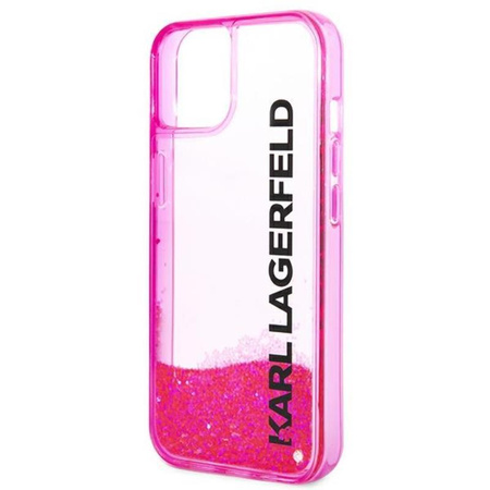 Karl Lagerfeld Liquid Glitter Translucent Elongated Logo Case - Hülle für iPhone 14 Plus (Pink)
