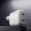 PURO MiniPro Nástěnná nabíječka GaN - Napájecí nabíječka 2 x USB-C 35W PD (bílá)