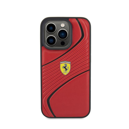 Kovové logo Ferrari Twist - pouzdro pro iPhone 15 Pro (červené)