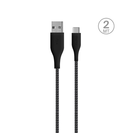 PURO Fabric Ultra Strong - Heavy duty braided USB-A / USB-C cable 2m (black)