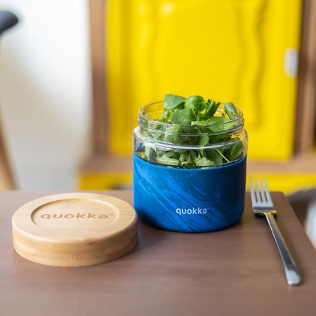 Quokka Deli Food Jar - Glas-Lebensmittelbehälter / Lunchbox 820 ml (Holzmaserung)