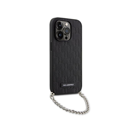 Karl Lagerfeld Saffiano Monogram Chain - Hülle für iPhone 14 Pro Max (Schwarz)