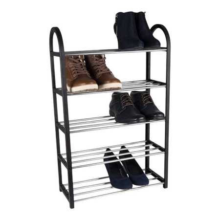 Alpina - Shoe Rack / Shelf / Stand 4-Tier 50x18.5x57 cm (Silver / Black)
