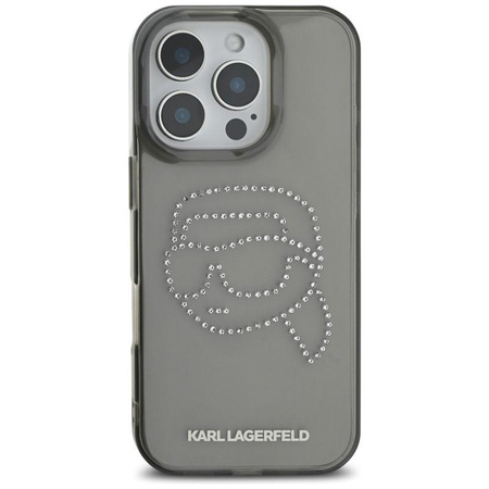 Karl Lagerfeld IML Rhinestones Karl Head - pouzdro pro iPhone 16 Pro (černé)