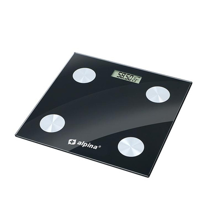 Alpina - Intelligente Waage mit BMI-Körperanalysator, Bluetooth, App (schwarz)
