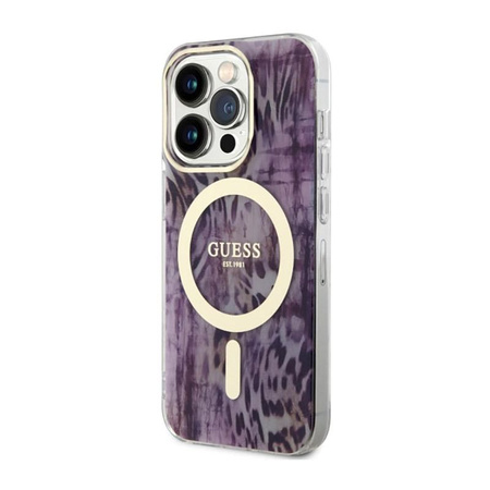 Guess Leopard MagSafe - Schutzhülle für iPhone 14 Pro Max (Pink)