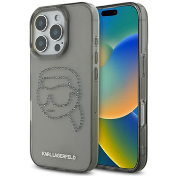 Karl Lagerfeld IML Rhinestones Karl Head - pouzdro pro iPhone 16 Pro (černé)