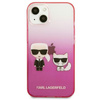 Karl Lagerfeld Gradient Ikonik Karl & Choupette - pouzdro pro iPhone 13 mini (Růžový)
