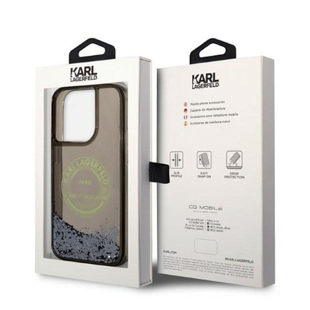 Karl Lagerfeld Liquid Glitter Round RSG Logo Case - iPhone 14 Pro Case (black)