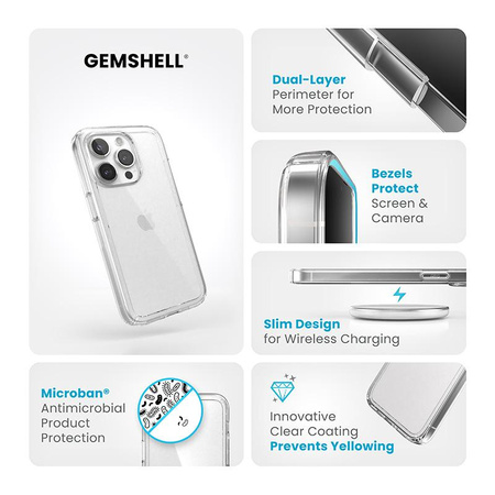 Speck Gemshell - Schutzhülle für iPhone 15 Pro (Transparent)