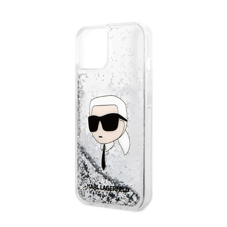 Karl Lagerfeld Liquid Glitter NFT Karl's Head - Hülle für iPhone 14 Plus (Silber)