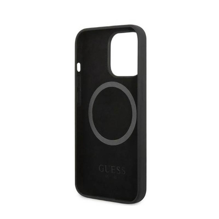 Guess Silicone Logo Plate MagSafe - Case for iPhone 13 Pro (Black)