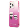 Karl Lagerfeld Gradient Ikonik Karl & Choupette- Hülle für iPhone 13 Pro (Rosa)