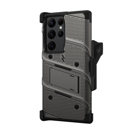 ZIZO BOLT Series - Armored case for Samsung Galaxy S23 Ultra with 9H glass for screen + holder with stand (gray)