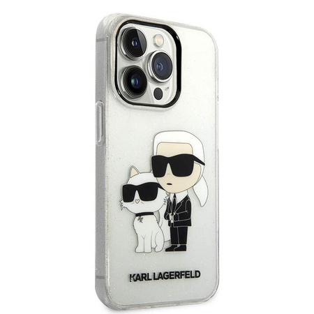Karl Lagerfeld IML Glitter NFT Karl & Choupette - Coque iPhone 14 Pro Max (Transparent)
