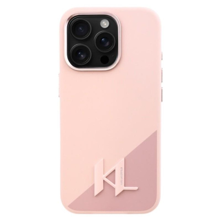 Karl Lagerfeld Silicone Shadow Metal Initial MagSafe - pouzdro pro iPhone 16 Pro Max (růžové)