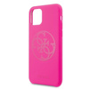 Guess Slilicon 4G Logo ton sur ton - Coque iPhone 11 (Fuchsia)