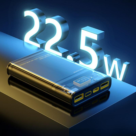 WEKOME WP-319 Vanguard Series - Banque d'énergie 10000 mAh Super Charging PD 20W + QC 22.5W (Noir / Transparent)