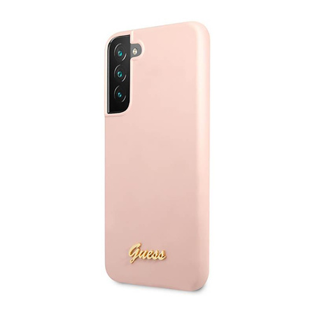 Guess Silicone Script Metal Logo - Case for Samsung Galaxy S23+ (Pink)