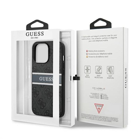 Guess 4G Printed Stripe - Coque pour iPhone 13 Pro (gris)
