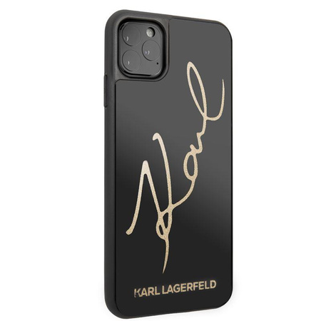 Karl Lagerfeld Double Layers Tempered Glass Glitter Signature Case - iPhone 11 Pro Max Case (black)