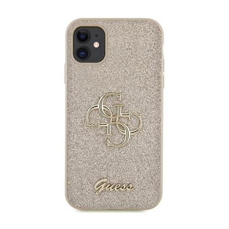 Guess Glitter Script Big 4G - iPhone 11 Case (Gold)