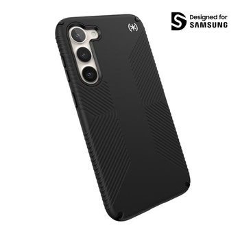 Speck Presidio2 Grip - Rutschfeste Hülle für Samsung Galaxy S23+ (Schwarz/Schwarz/Weiß)