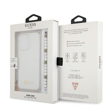 Guess White Pearl Strap - Coque iPhone 13 Pro (Transparent)