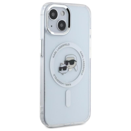 Karl Lagerfeld IML fém Karl & Choupette Head MagSafe - iPhone 15 tok (fehér)