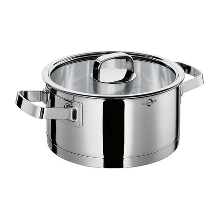 Küchenprofi San Remo - Low Stainless Steel Pot with Glass Lid 2.5 l, Diameter 20 cm