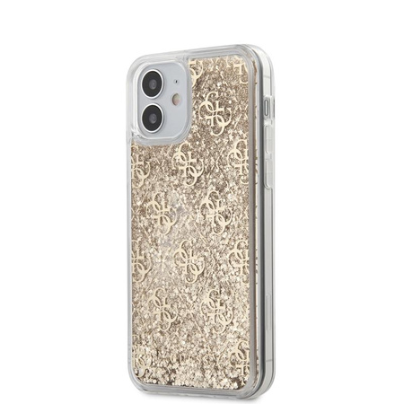Guess 4G Liquid Glitter - Coque pour iPhone 12 Mini (Or)