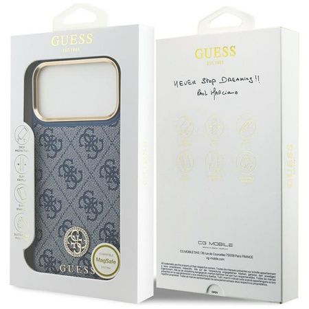 Guess 4G Strass Logo MagSafe - Hülle iPhone 17 Pro Max (Blau)