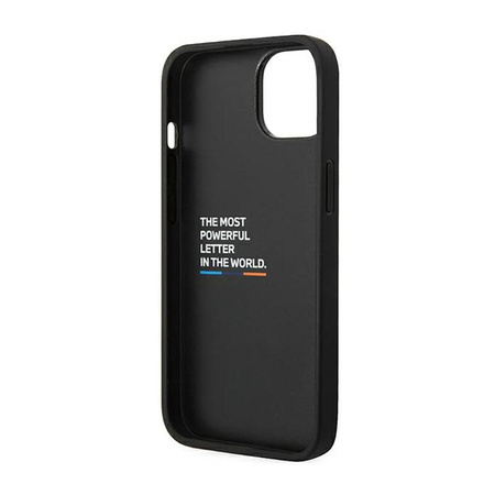 BMW Leather Carbon Blue Line - pouzdro pro iPhone 14 Plus (černé)