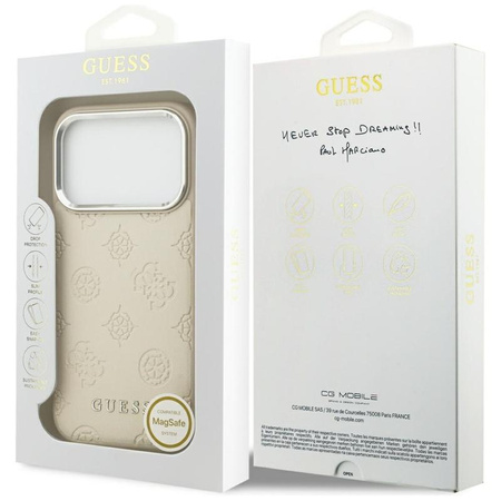 Guess Peony Hot Stamp Script MagSafe - Pouzdro iPhone 17 Pro (béžové)