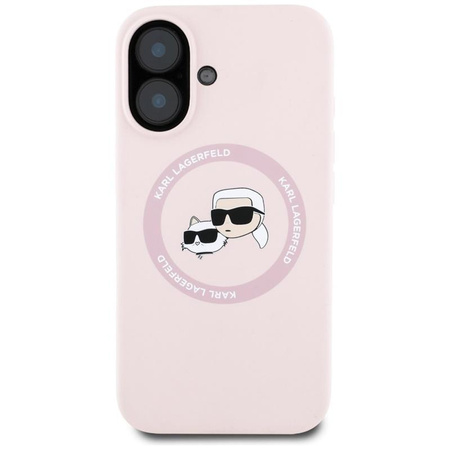 Karl Lagerfeld Silicone Double Heads And Circle MagSafe - Case for iPhone 16 (pink)