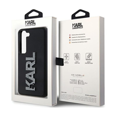 Karl Lagerfeld 3D Gummi Glitter Logo - Samsung Galaxy S23+ Tasche (schwarz)