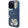 Guess Grained Printed Flower Pattern MagSafe - Etui do iPhone 16 Pro (niebieski)
