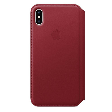 Apple Leather Folio - iPhone Xs Max bőr tok kártyazsebekkel (piros) (TERMÉK)VÖRÖS