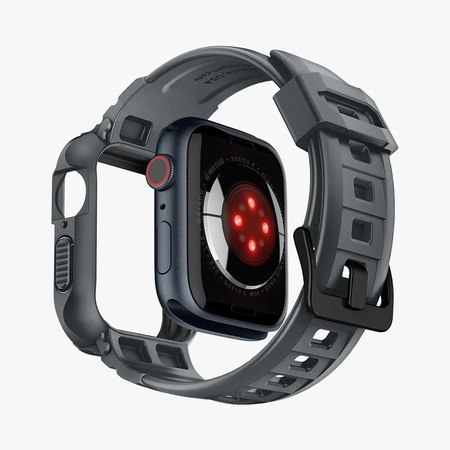 Spigen Rugged Armor Pro - Bracelet avec étui pour Apple Watch 4/5/6/7/8/9/SE 44/45 mm (Gris foncé)
