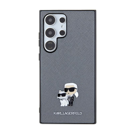 Karl Lagerfeld Saffiano Karl & Choupette Metal Pin - Samsung Galaxy S24 Ultra Tasche (grau)